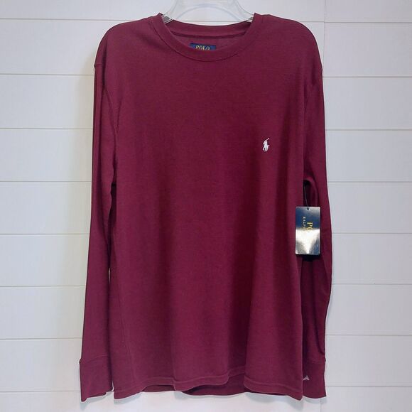 Polo Ralph Lauren Thermal Waffle Knit Long Sleeve Crewneck Men's Large Red NEW! - Picture 2 of 10